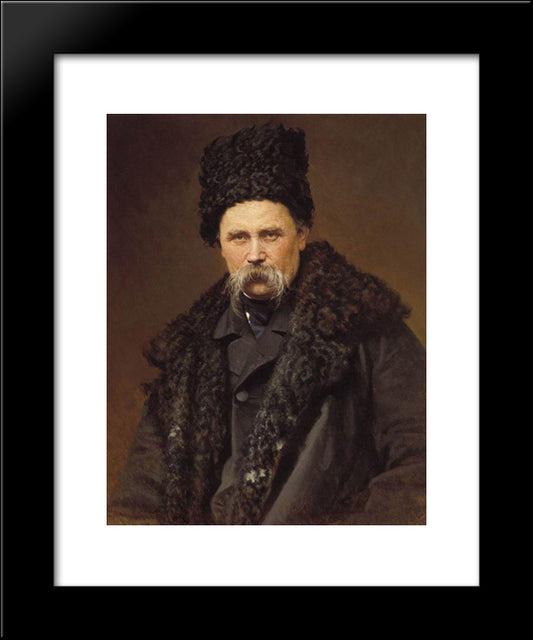 Portrait Of A Poet And Artist Taras Shevchenko 20x24 Black Modern Wood Framed Art Print Poster by Kramskoy, Ivan