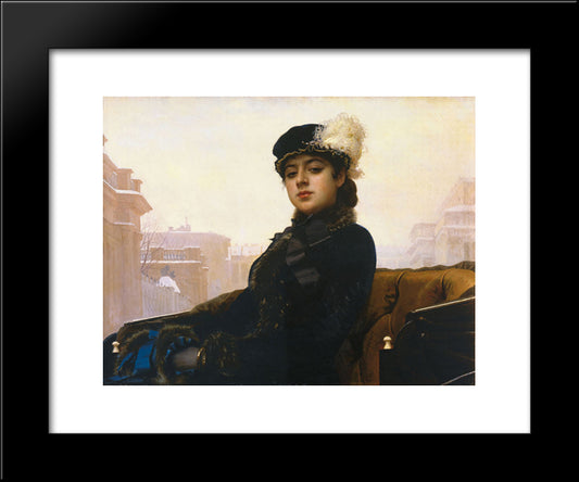 Portrait Of A Woman 20x24 Black Modern Wood Framed Art Print Poster by Kramskoy, Ivan