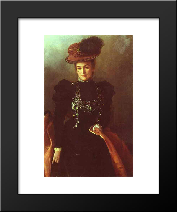 Portrait Of An Unknown Woman 20x24 Black Modern Wood Framed Art Print Poster by Kramskoy, Ivan