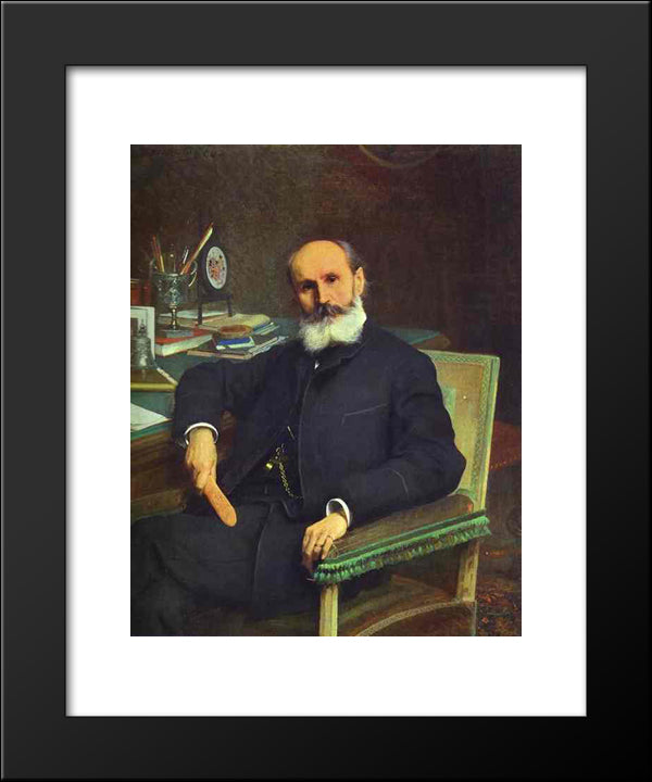 Portrait Of Art Critic Pavel Kovalevsky 20x24 Black Modern Wood Framed Art Print Poster by Kramskoy, Ivan