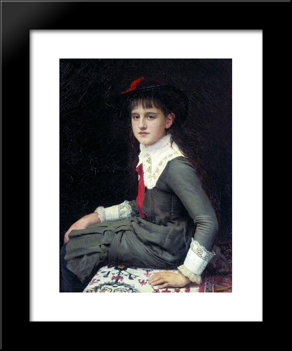 Portrait Of Barbara Kirillovna Lemokh In Childhood 20x24 Black Modern Wood Framed Art Print Poster by Kramskoy, Ivan