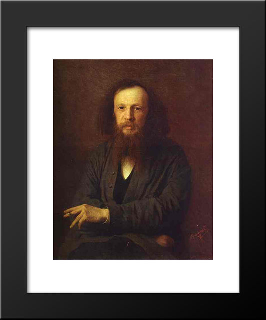 Portrait Of Dmitry Mendeleyev 20x24 Black Modern Wood Framed Art Print Poster by Kramskoy, Ivan