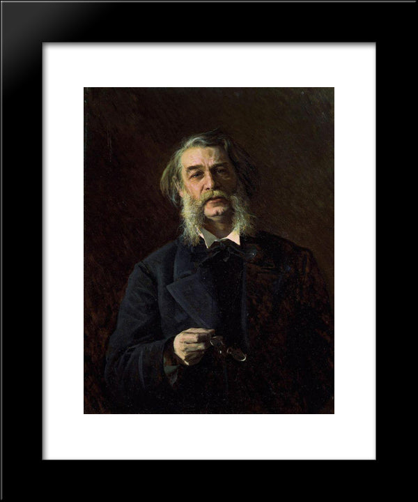 Portrait Of Dmitry Vasilyevich Grigorovich 20x24 Black Modern Wood Framed Art Print Poster by Kramskoy, Ivan