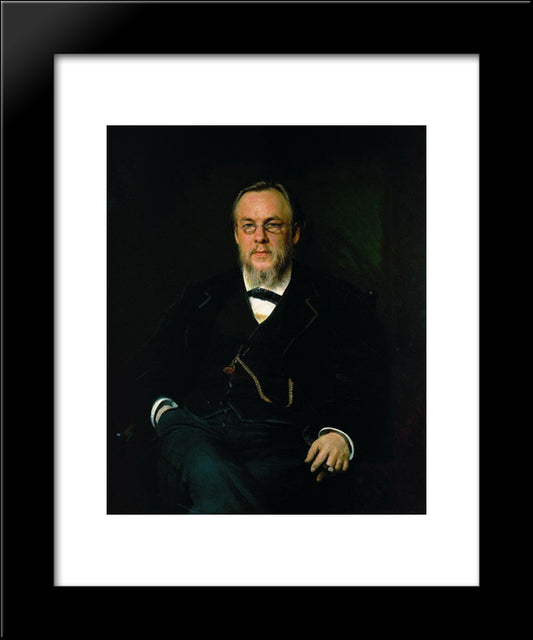 Portrait Of Dr. Sergei Petrovich Botkin 20x24 Black Modern Wood Framed Art Print Poster by Kramskoy, Ivan