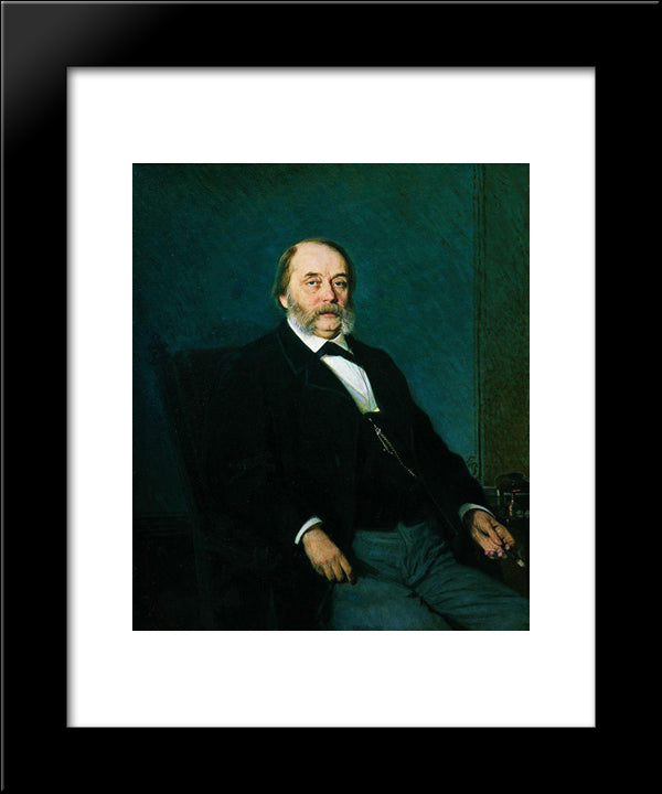 Portrait Of Ivan Aleksandrovich Goncharov 20x24 Black Modern Wood Framed Art Print Poster by Kramskoy, Ivan