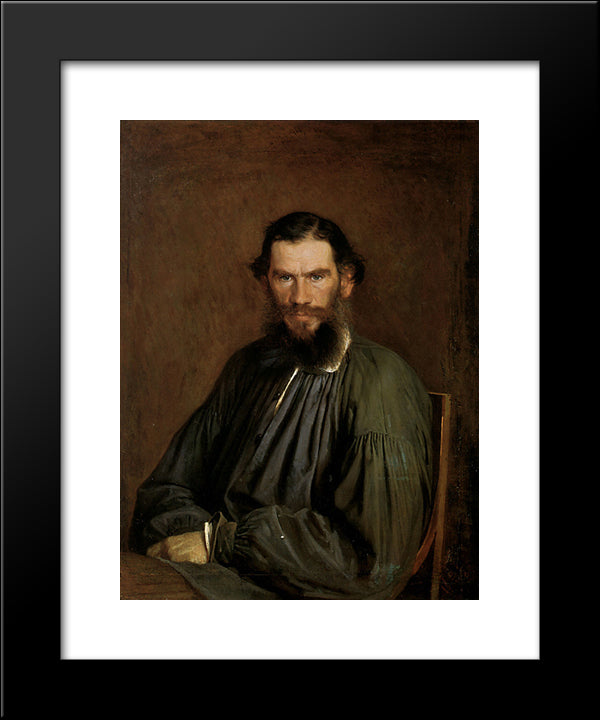 Portrait Of Leo Tolstoy 20x24 Black Modern Wood Framed Art Print Poster by Kramskoy, Ivan