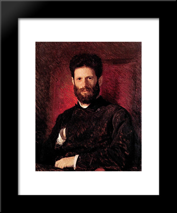 Portrait Of Sculptor Mark Matveevitch Antokolsky 20x24 Black Modern Wood Framed Art Print Poster by Kramskoy, Ivan