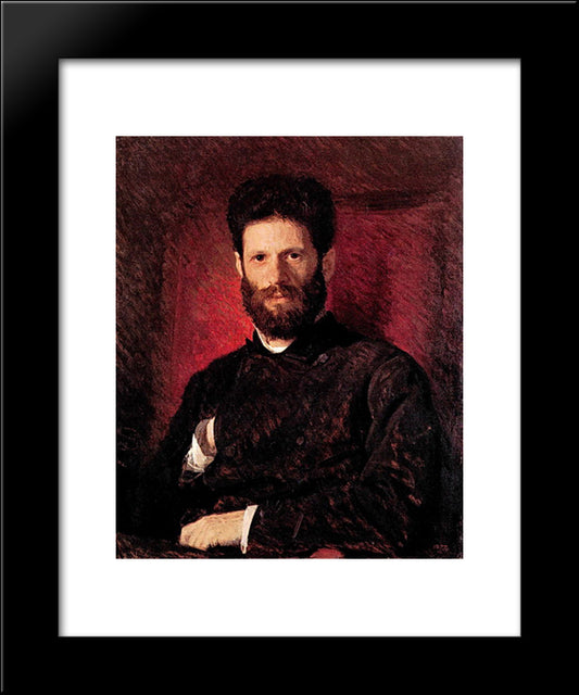 Portrait Of Sculptor Mark Matveevitch Antokolsky 20x24 Black Modern Wood Framed Art Print Poster by Kramskoy, Ivan