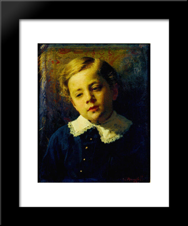 Portrait Of Sergei Kramskoy, The Artist'S Son 20x24 Black Modern Wood Framed Art Print Poster by Kramskoy, Ivan