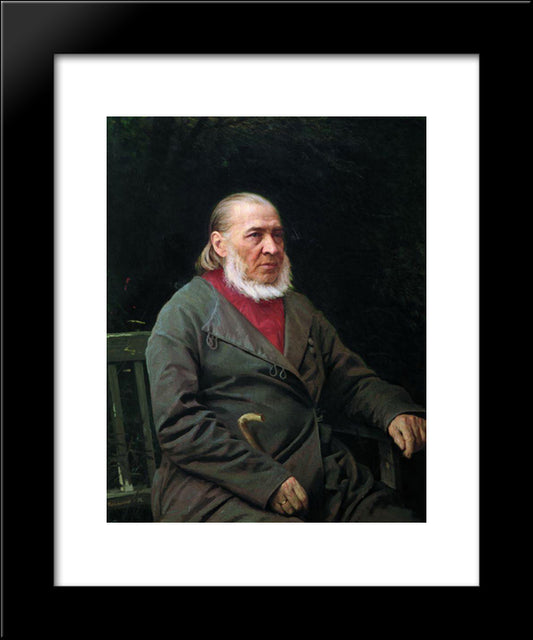 Portrait Of Sergei Timofeevich Aksakov 20x24 Black Modern Wood Framed Art Print Poster by Kramskoy, Ivan