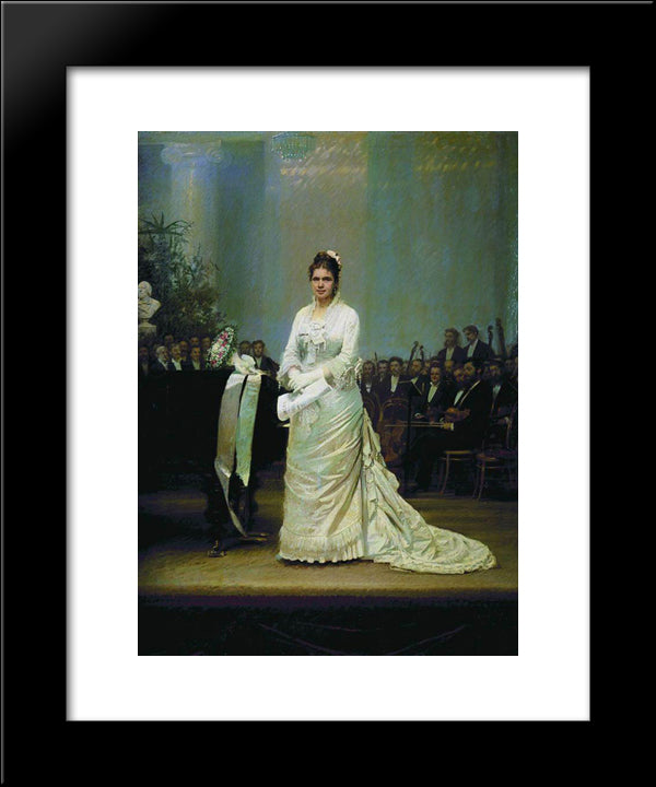 Portrait Of Singer Elizabeth Andreevny Lavrovsky, On Stage At The Assembly Of Nobility 20x24 Black Modern Wood Framed Art Print Poster by Kramskoy, Ivan