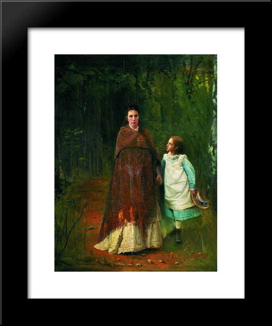 Portrait Of Sofia Nikolaevna And Sophia Ivanovna Archaeology Wife And Daughter Of The Artist 20x24 Black Modern Wood Framed Art Print Poster by Kramskoy, Ivan