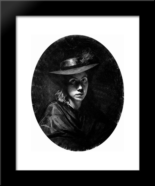 Portrait Of Sofia Nikolaevna Kramskoy (In Hat) 20x24 Black Modern Wood Framed Art Print Poster by Kramskoy, Ivan