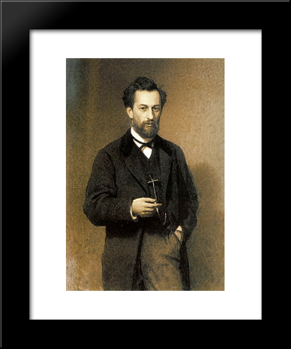 Portrait Of The Artist Mikhail Konstantinovich Klodt 20x24 Black Modern Wood Framed Art Print Poster by Kramskoy, Ivan