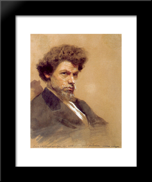 Portrait Of The Artist V.M. Maksimov 20x24 Black Modern Wood Framed Art Print Poster by Kramskoy, Ivan