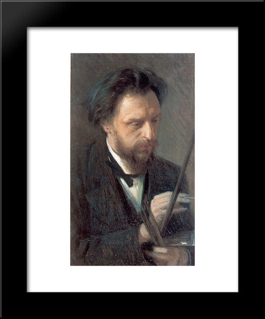 Portrait Of The Artist G.G. Myasoedov 20x24 Black Modern Wood Framed Art Print Poster by Kramskoy, Ivan