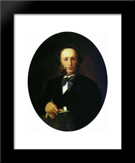 Portrait Of The Artist I.K. Aivazovsky 20x24 Black Modern Wood Framed Art Print Poster by Kramskoy, Ivan