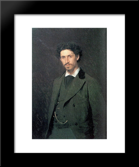 Portrait Of The Artist Ilya Repin 20x24 Black Modern Wood Framed Art Print Poster by Kramskoy, Ivan