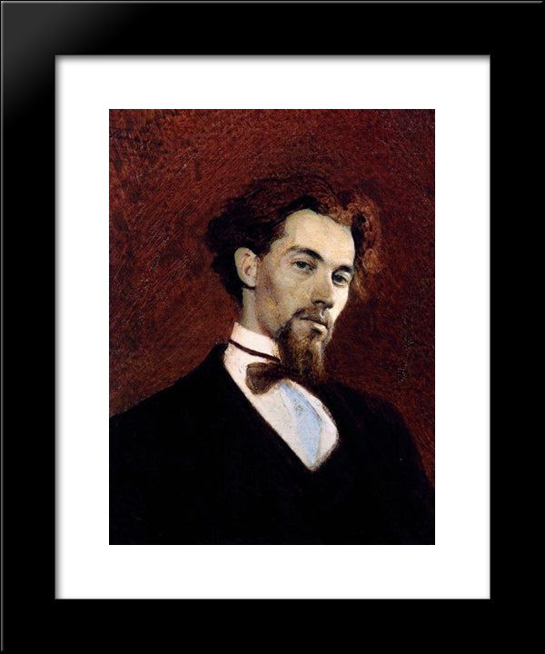 Portrait Of The Artist Konstantin Savitsky 20x24 Black Modern Wood Framed Art Print Poster by Kramskoy, Ivan