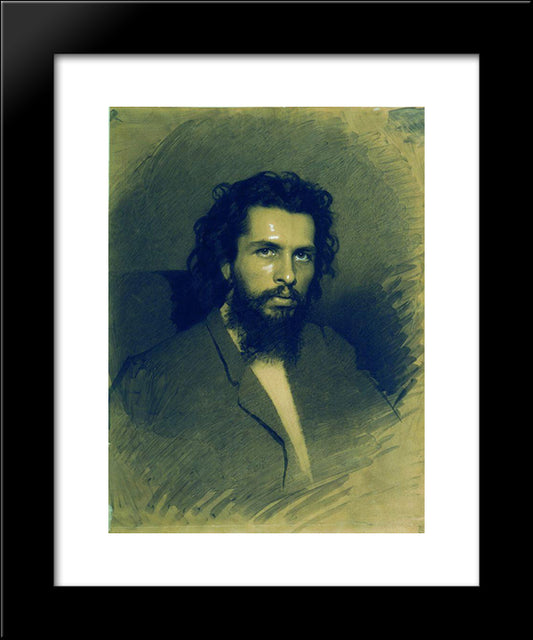 Portrait Of The Artist Nikolay Andreyevich Koshelev 20x24 Black Modern Wood Framed Art Print Poster by Kramskoy, Ivan