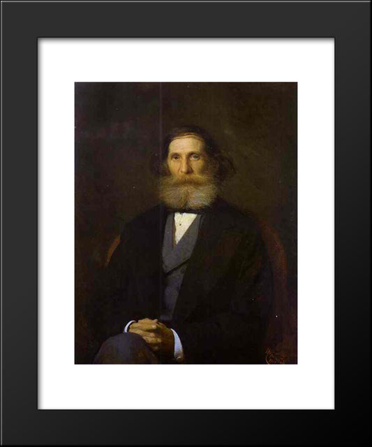 Portrait Of The Artist Nikolay Bogoliubov 20x24 Black Modern Wood Framed Art Print Poster by Kramskoy, Ivan