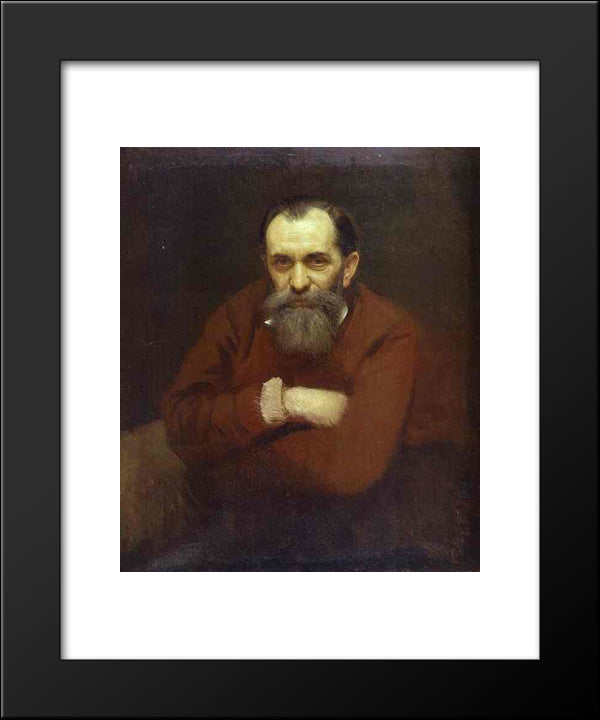 Portrait Of The Artist Vasily Perov 20x24 Black Modern Wood Framed Art Print Poster by Kramskoy, Ivan