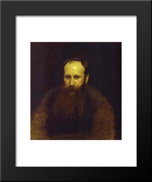 Portrait Of The Artist Vasily Vereshchagin 20x24 Black Modern Wood Framed Art Print Poster by Kramskoy, Ivan