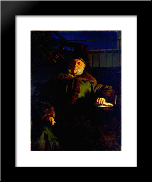 Portrait Of The Astronomer Otto Struve Vasilyevich 20x24 Black Modern Wood Framed Art Print Poster by Kramskoy, Ivan