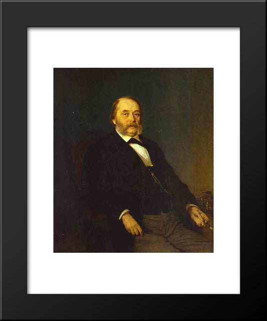 Portrait Of The Author Ivan Goncharov 20x24 Black Modern Wood Framed Art Print Poster by Kramskoy, Ivan