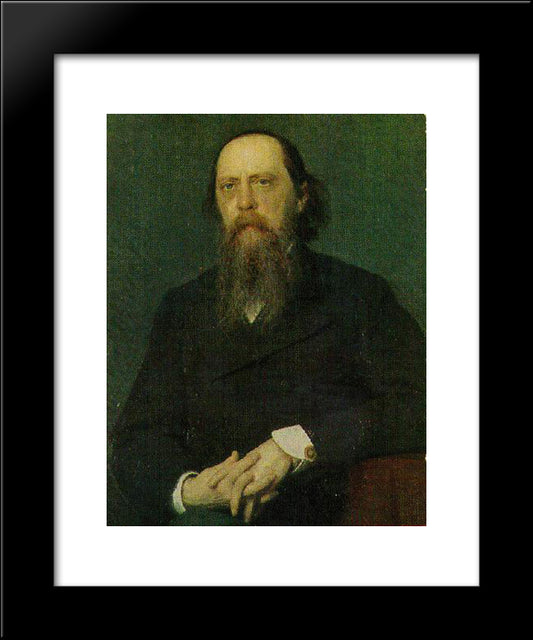 Portrait Of The Author Mikhail Saltykov Shchedrin 20x24 Black Modern Wood Framed Art Print Poster by Kramskoy, Ivan