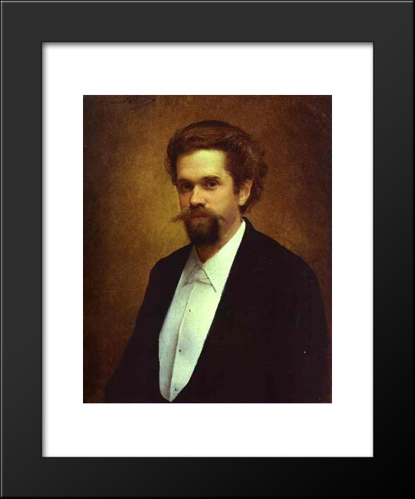 Portrait Of The Cellist S Morozov 20x24 Black Modern Wood Framed Art Print Poster by Kramskoy, Ivan