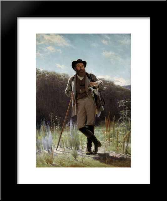 Portrait Of The Painter Ivan Shishkin 20x24 Black Modern Wood Framed Art Print Poster by Kramskoy, Ivan