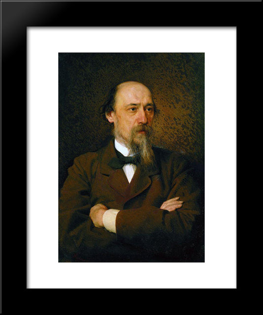 Portrait Of The Poet Nikolai Nekrasov 20x24 Black Modern Wood Framed Art Print Poster by Kramskoy, Ivan