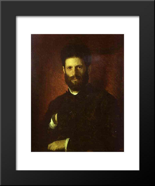 Portrait Of The Sculptor Mark Antokolsky 20x24 Black Modern Wood Framed Art Print Poster by Kramskoy, Ivan