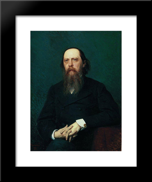 Portrait Of The Writer Mikhail Evgrafovich Saltykov (N. Shchedrin) 20x24 Black Modern Wood Framed Art Print Poster by Kramskoy, Ivan