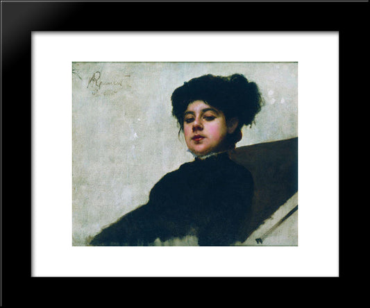 Portrait Of Unknown Woman 20x24 Black Modern Wood Framed Art Print Poster by Kramskoy, Ivan