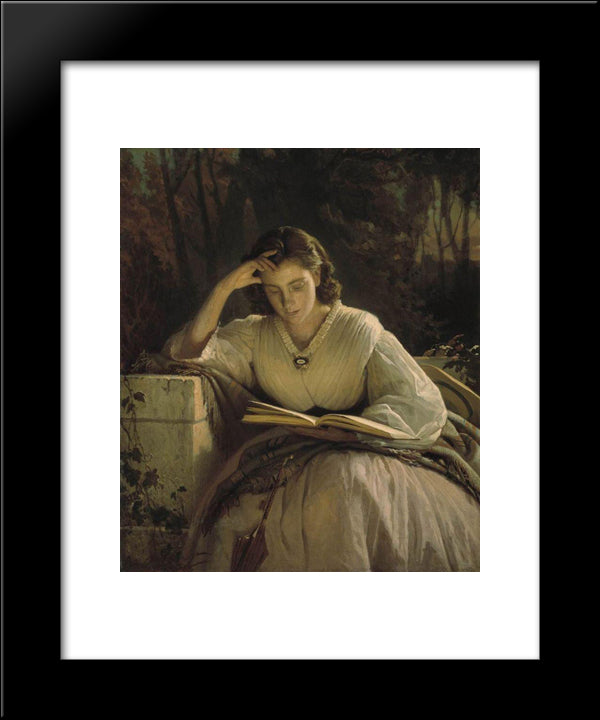 Reading 20x24 Black Modern Wood Framed Art Print Poster by Kramskoy, Ivan