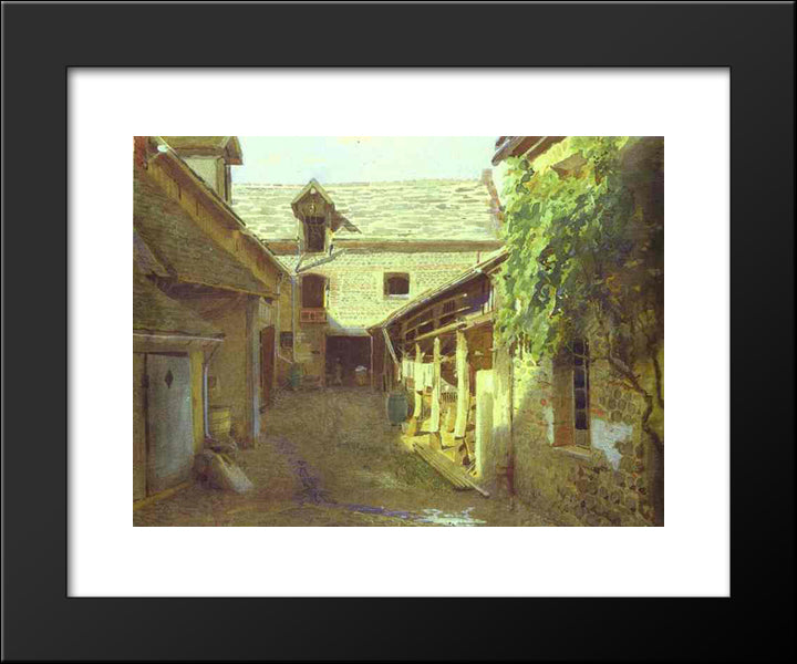 Village-Yard-In-France 20x24 Black Modern Wood Framed Art Print Poster by Kramskoy, Ivan