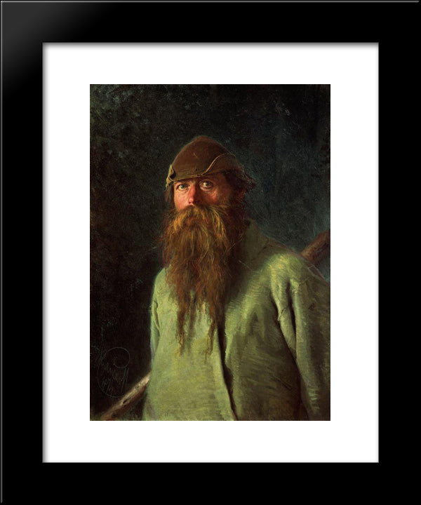 Woodsman 20x24 Black Modern Wood Framed Art Print Poster by Kramskoy, Ivan