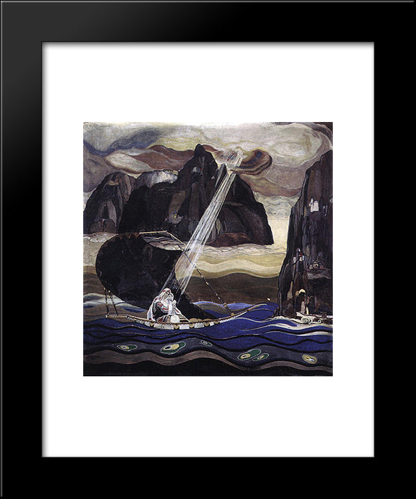 Legend Of The Holy Mountain 20x24 Black Modern Wood Framed Art Print Poster by Milev, Ivan