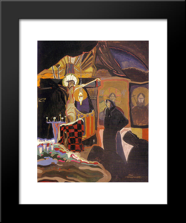 The Cross 20x24 Black Modern Wood Framed Art Print Poster by Milev, Ivan