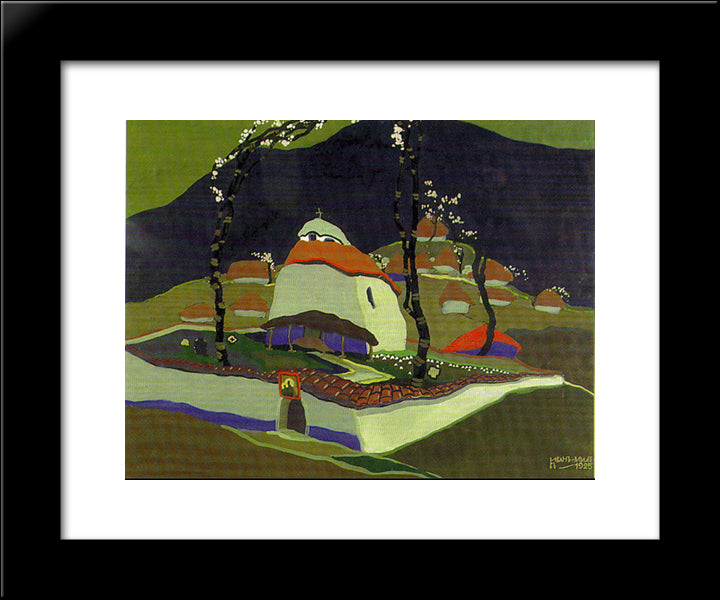 The Maglizh Monastery 20x24 Black Modern Wood Framed Art Print Poster by Milev, Ivan