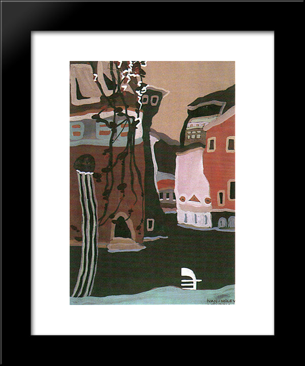 Venice 20x24 Black Modern Wood Framed Art Print Poster by Milev, Ivan