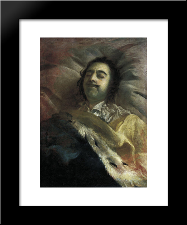 Peter I On His Deathbed 20x24 Black Modern Wood Framed Art Print Poster by Nikitin, Ivan
