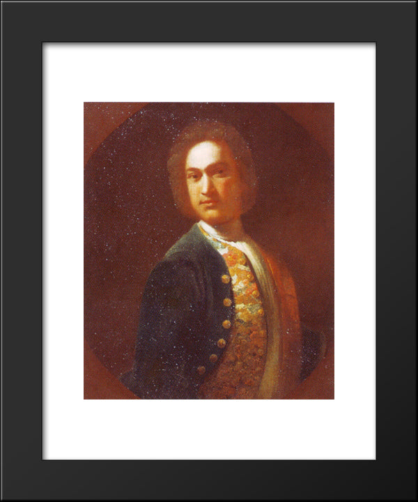 Portrait Of Young Man In A Green Coat 20x24 Black Modern Wood Framed Art Print Poster by Nikitin, Ivan
