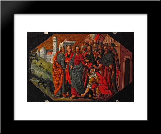 Christ Healing The Hemorrhaging Woman 20x24 Black Modern Wood Framed Art Print Poster by Rutkovych, Ivan