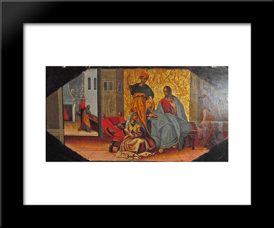 Christ In The House Of Matha And Mary 20x24 Black Modern Wood Framed Art Print Poster by Rutkovych, Ivan