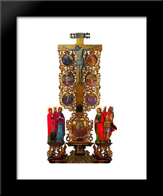 Crucifixtion With Scenes Of Christ'S Passion 20x24 Black Modern Wood Framed Art Print Poster by Rutkovych, Ivan