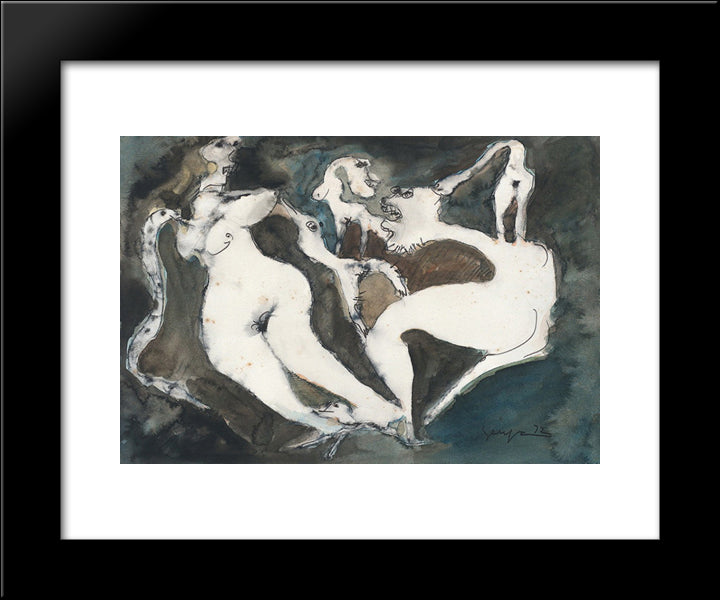 Figuras E Bichos 20x24 Black Modern Wood Framed Art Print Poster by Serpa, Ivan