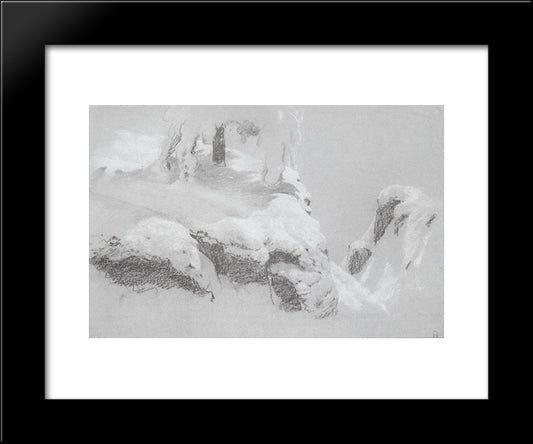 A Sketch For A Painting In The Wild North 20x24 Black Modern Wood Framed Art Print Poster by Shishkin, Ivan